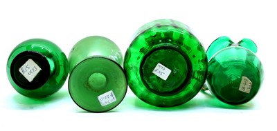 Lot 76 - Four pieces of green 'Mary Gregory' glassware