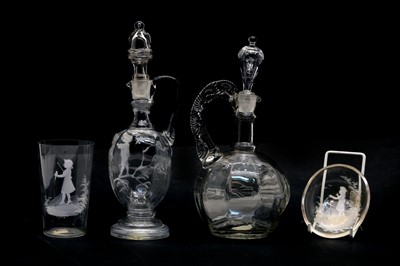 Lot 65 - Four pieces of clear 'Mary Gregory' glass