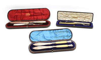 Lot 13 - Six various cased silver cutlery sets