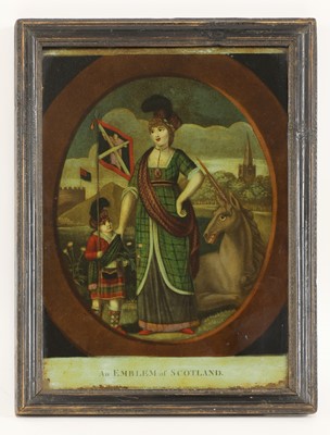 Lot 101 - A reverse-painted glass picture
