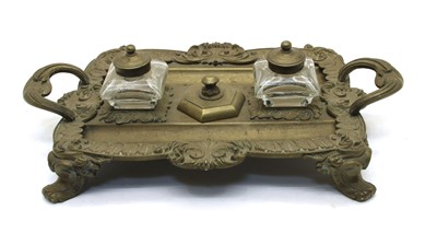 Lot 160 - A cast brass 'country house' desk stand