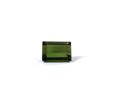 Lot 219 - An unmounted rectangular step cut green tourmaline