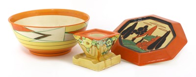 Lot 95 - A Clarice Cliff 'Red Trees and House' teapot stand