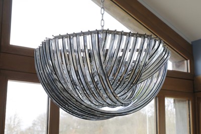 Lot 573 - A contemporary glass hoop chandelier