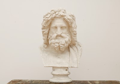 Lot 278 - After the antique, a massive plaster bust after Zeus of Otricoli