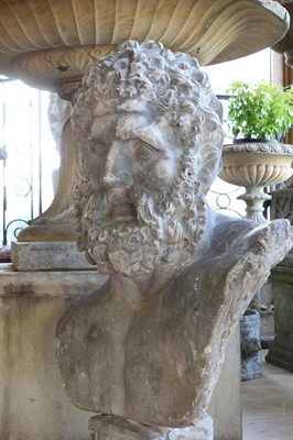 Lot 395 - After the antique, a massive plaster bust of Herakles