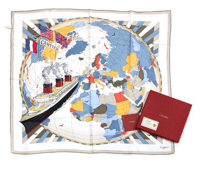 Lot 294 - A Cartier 'Steamship world map' scarf