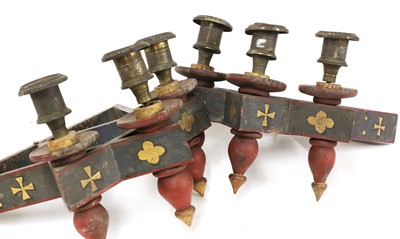 Lot 120 - A pair of Victorian Gothic softwood wall lights