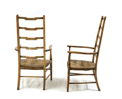 Lot 283 - A pair of Arts and Crafts ladderback chairs