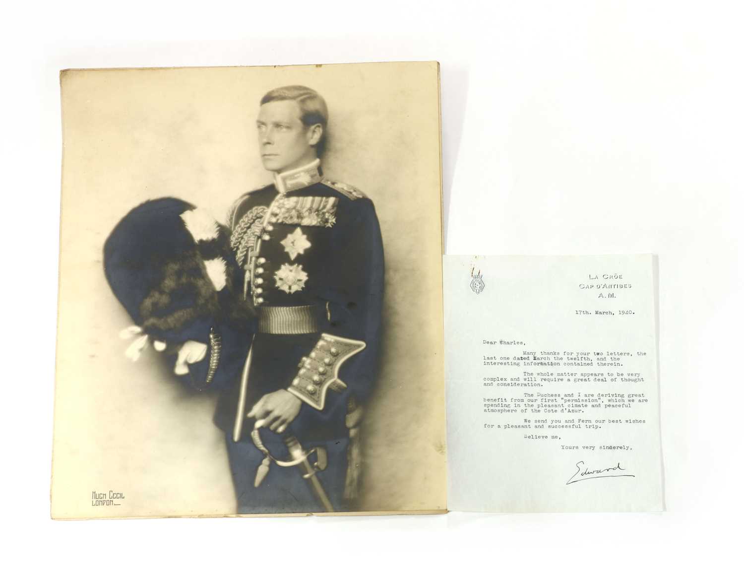 Lot 104 - EDWARD VIII: Typed Letter to Charles (Bedaux)
