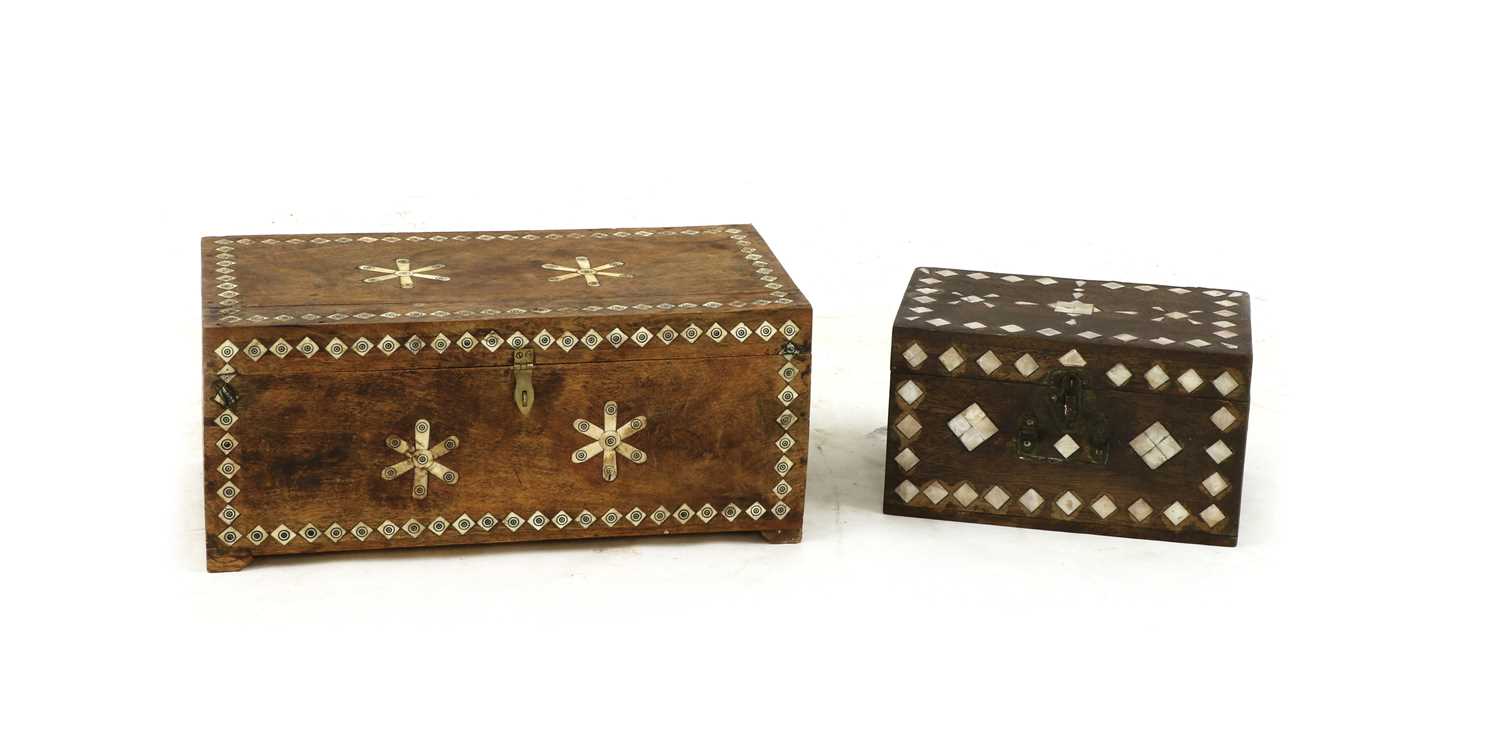Lot 157 - A small hardwood and bone-inlaid chest