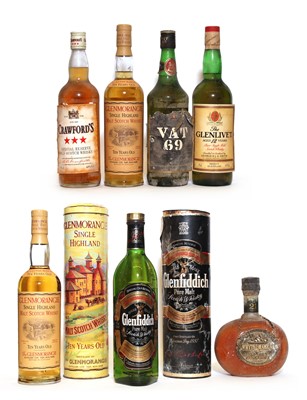 Lot 214 - Crawfords, Special Reserve Old Scotch Whisky, 40% vol., 75cl, one bottle and six various others