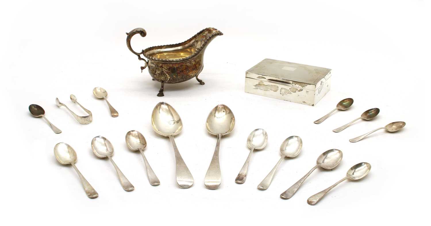 Lot 8 - Silver items, comprising: a sauceboat