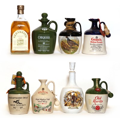 Lot 222 - The Edradour, Scotch Whisky, Aged 10 Years, one ceramic flagon and seven various others