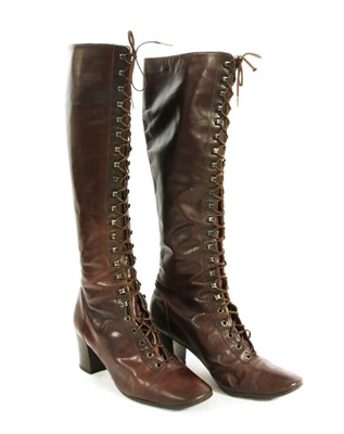 Lot 113 - A pair of Yves Saint Laurent heeled knee-high boots