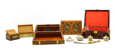 Lot 126 - A Victorian walnut and brass bound writing slope