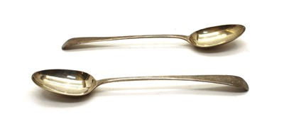 Lot 2 - A pair of George III silver Old English Thread pattern basting spoons