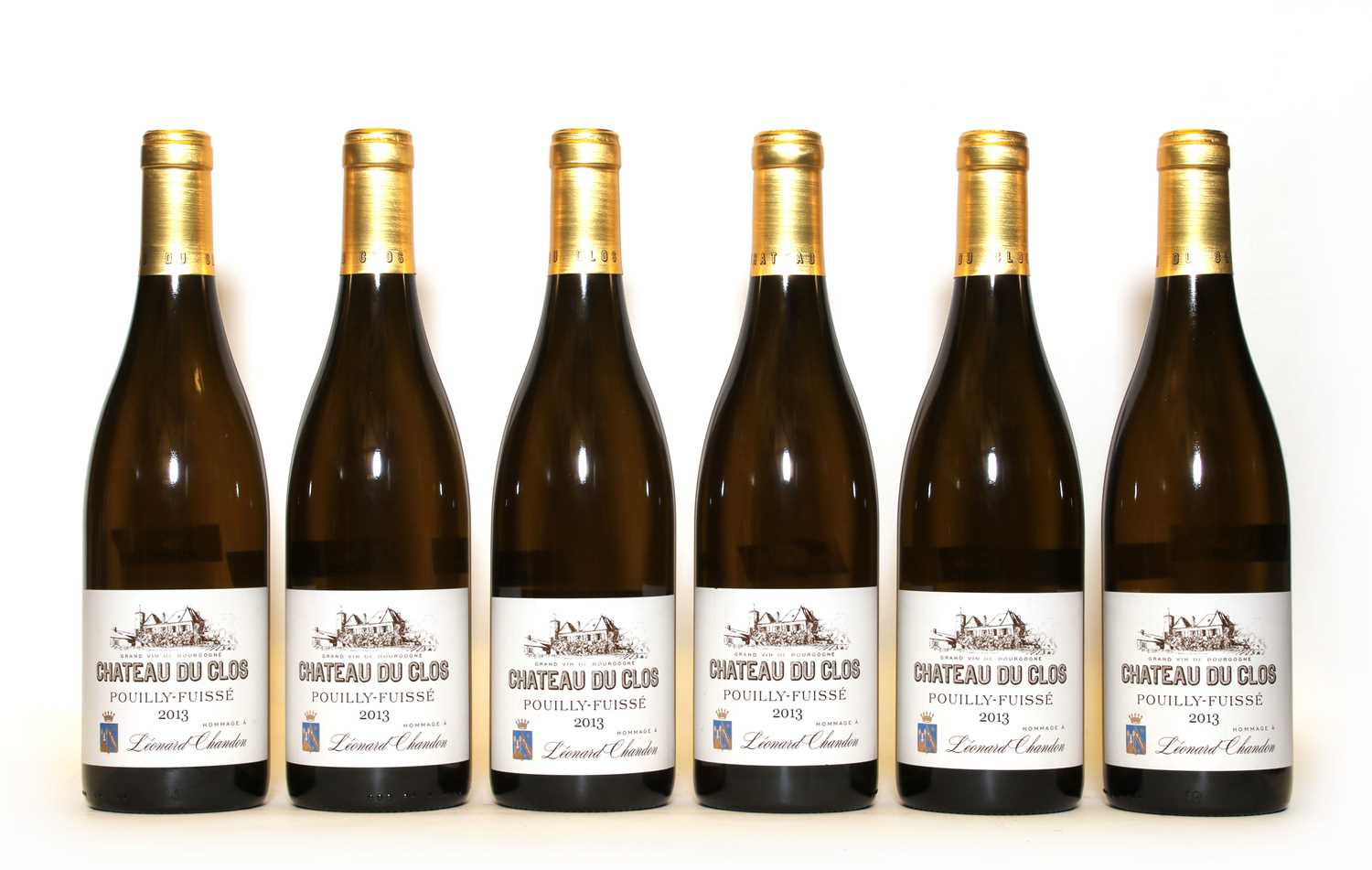 Lot 34 - Pouilly Fuisse, Chateau du Clos, Hommage a Leonard Chandon, 2013, six bottles