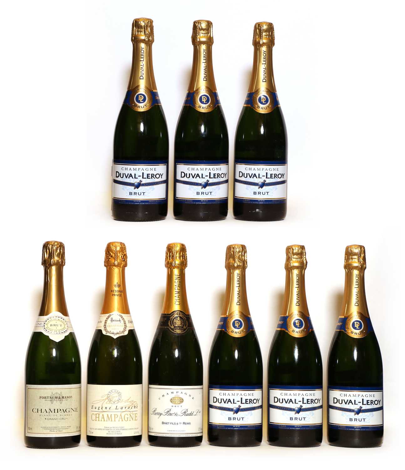 Lot 23 - Assorted non-vintage Champagne: Duval-Leroy, Vertus, NV, six bottles and three various others