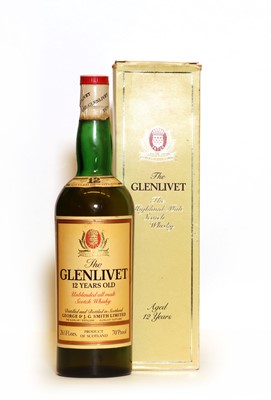 Lot 247 - The Glenlivet, 12 Year Old Unblended All Malt Scotch Whisky, 1970s bottling, 26 2/3 fl. ozs. bottle