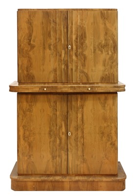 Lot 250 - An Art Deco burr walnut cocktail cabinet