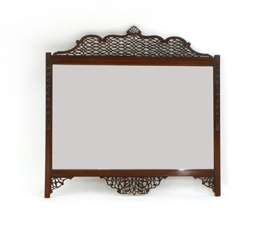 Lot 263 - A fret carved rectangular mahogany wall mirror