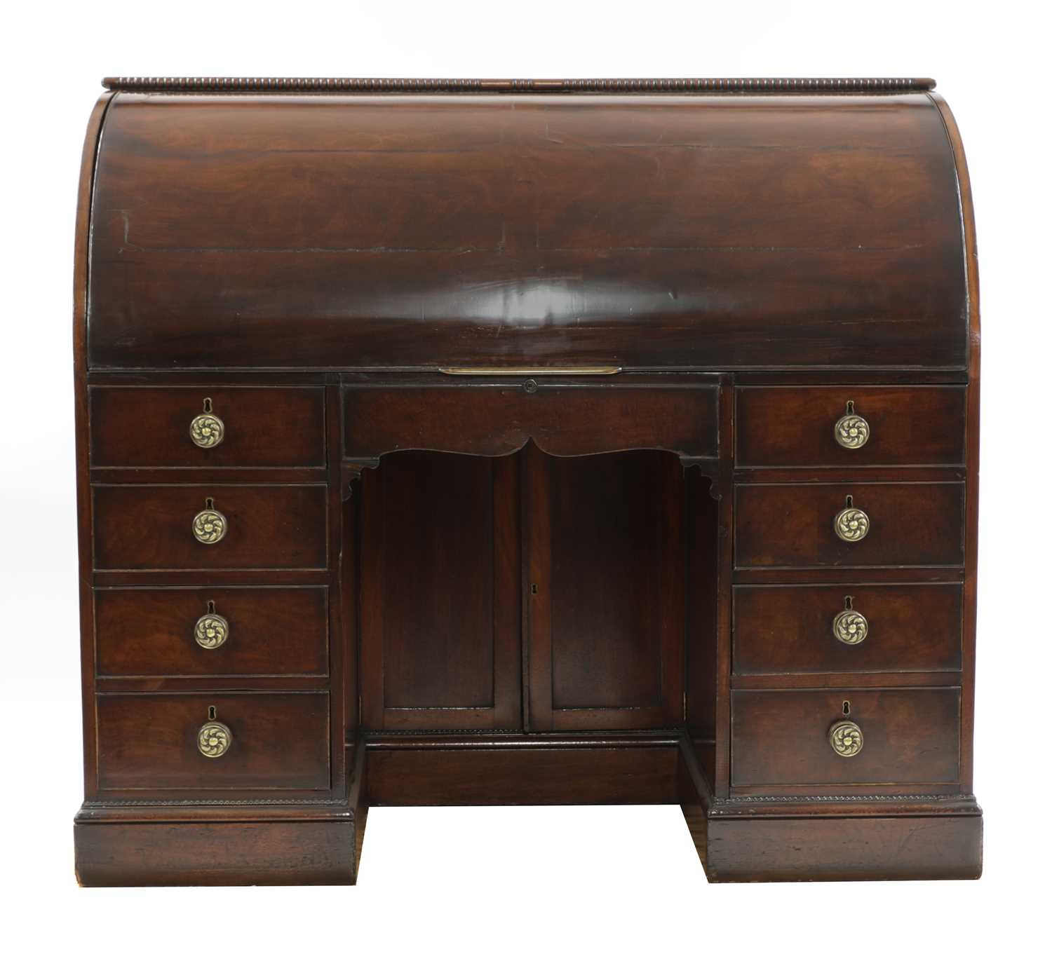 Lot 100 - A large mahogany roll-top estate desk