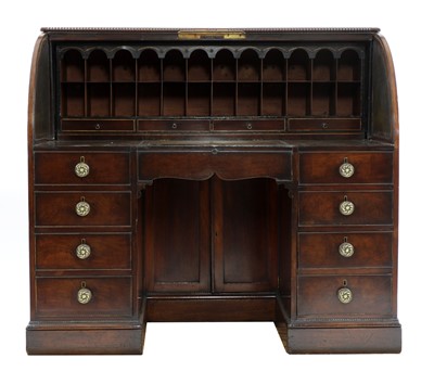 Lot 100 - A large mahogany roll-top estate desk