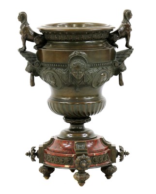 Lot 579 - A bronze and marble urn centrepiece