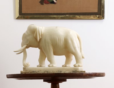 Lot 79 - An Indian carved alabaster figure of an elephant