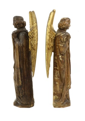 Lot 589 - A pair of carved wood angel figures
