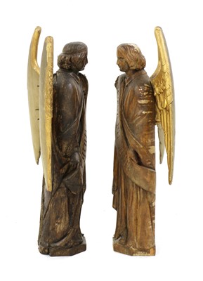 Lot 589 - A pair of carved wood angel figures
