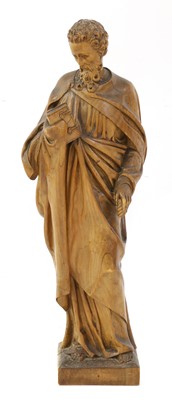 Lot 564 - A Flemish carved wood figure of St Paul