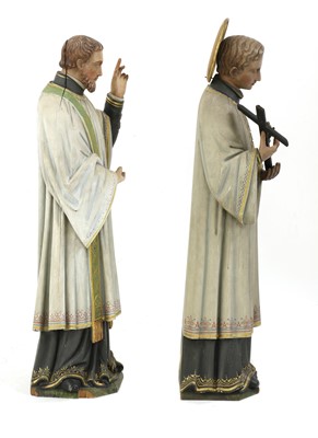 Lot 189 - A pair of carved wood figures of saints