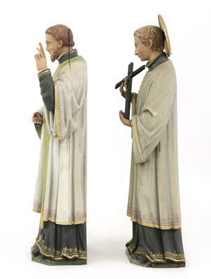 Lot 189 - A pair of carved wood figures of saints