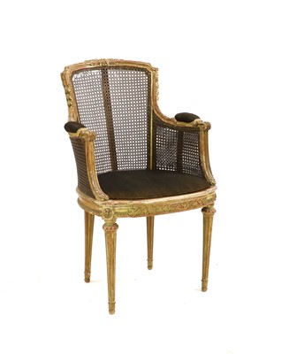 Lot 279 - A 19th century French giltwood bergere fauteuil