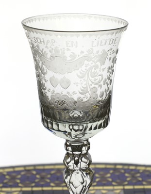 Lot 150 - A Dutch engraved friendship goblet