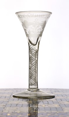 Lot 879 - A Dutch engraved friendship glass