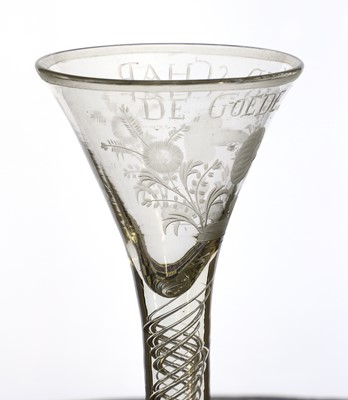 Lot 879 - A Dutch engraved friendship glass