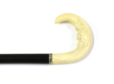 Lot 100 - A MAN IN THE MOON WALKING CANE