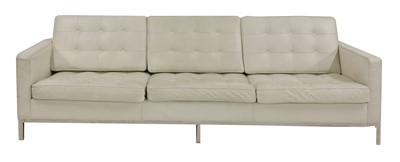 Lot 503 - A Florence Knoll white leather sofa