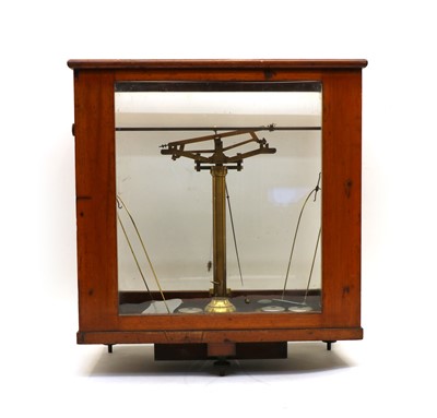 Lot 347 - A set of G Oertling Ltd, London brass balance scales