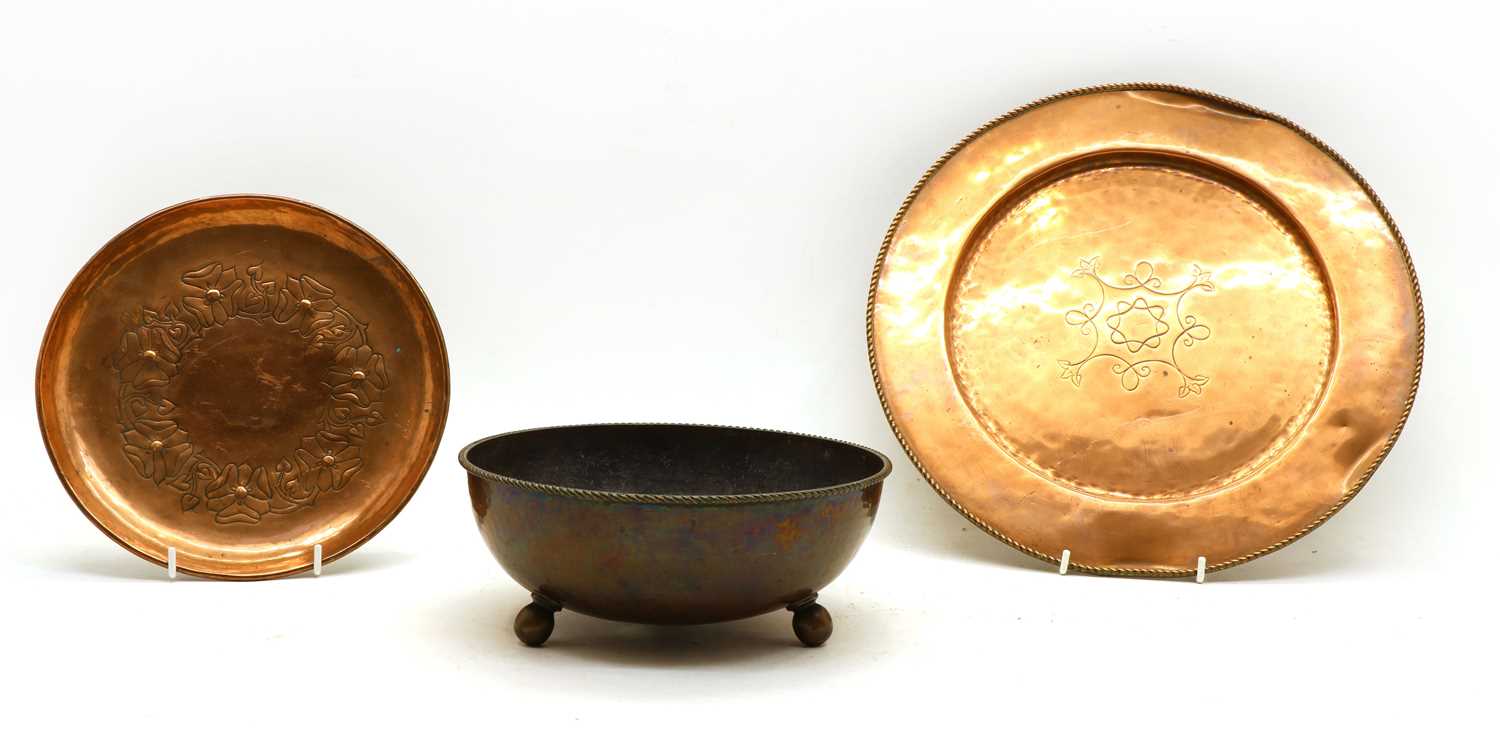Lot 102 - Three 'Arts and Crafts' copper items