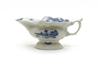 Lot 89 - An 18thc century Bow blue and white sauceboat