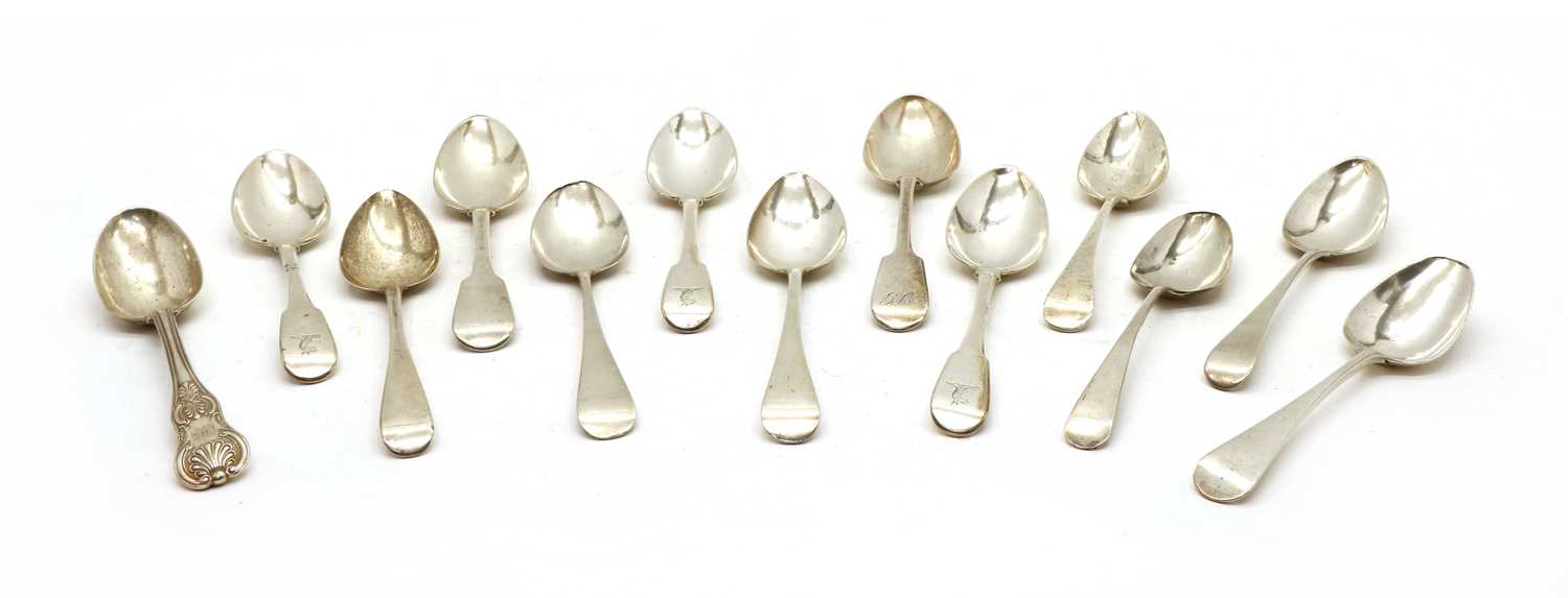 Lot 38 - Thirteen Georgian and Victorian silver serving spoons