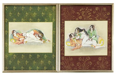Lot 129 - Fourteen Indian erotic paintings