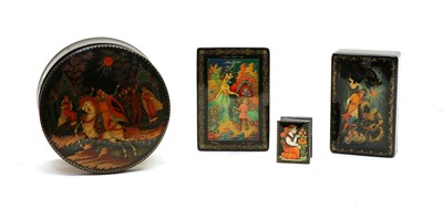 Lot 122 - A collection of Palakh Russian boxes
