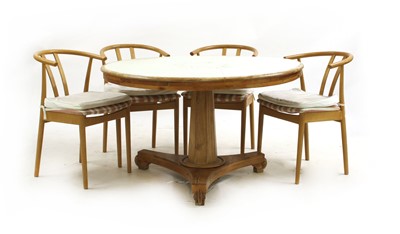 Lot 275 - A Victorian bleached oak breakfast table and set of four chairs