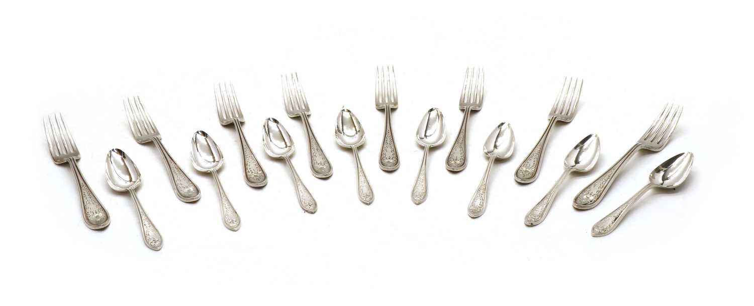 Lot 49 - A silver canteen of cutlery for eight settings