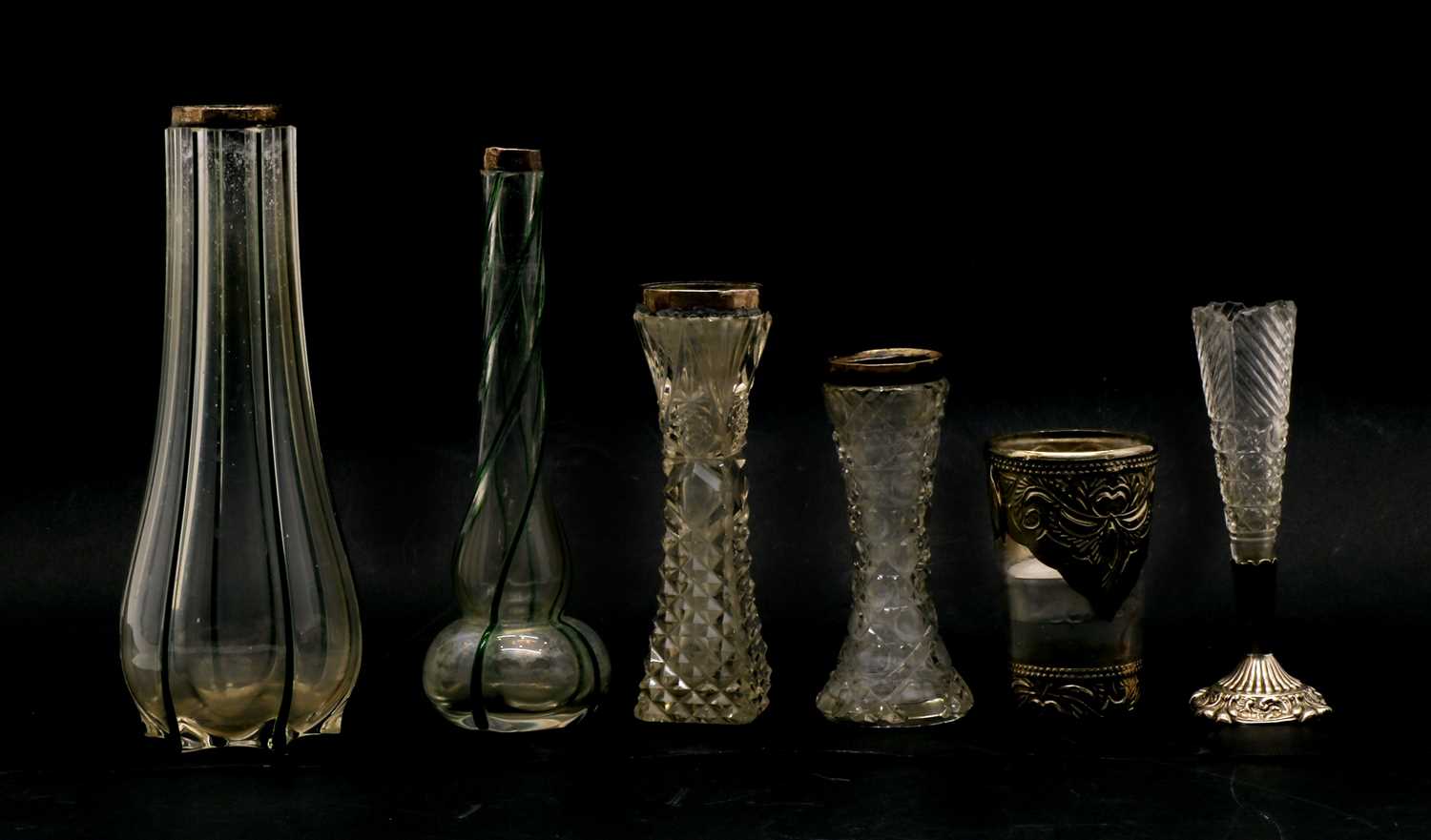 Lot 45 - A collection of silver topped specimen vases and other similar
